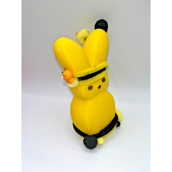 Large Yellow Bunny Peep Ninja Bumble Bee Peep Fluffy Pom Deb O. Originals OOAK - Picture 4 of 16